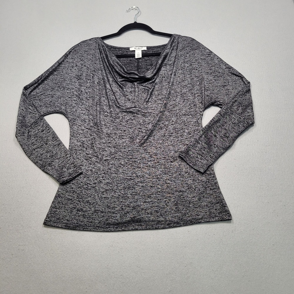 WHBM White House Black Market Grey Space Dye Cowl Neck Long Sleeve Top S